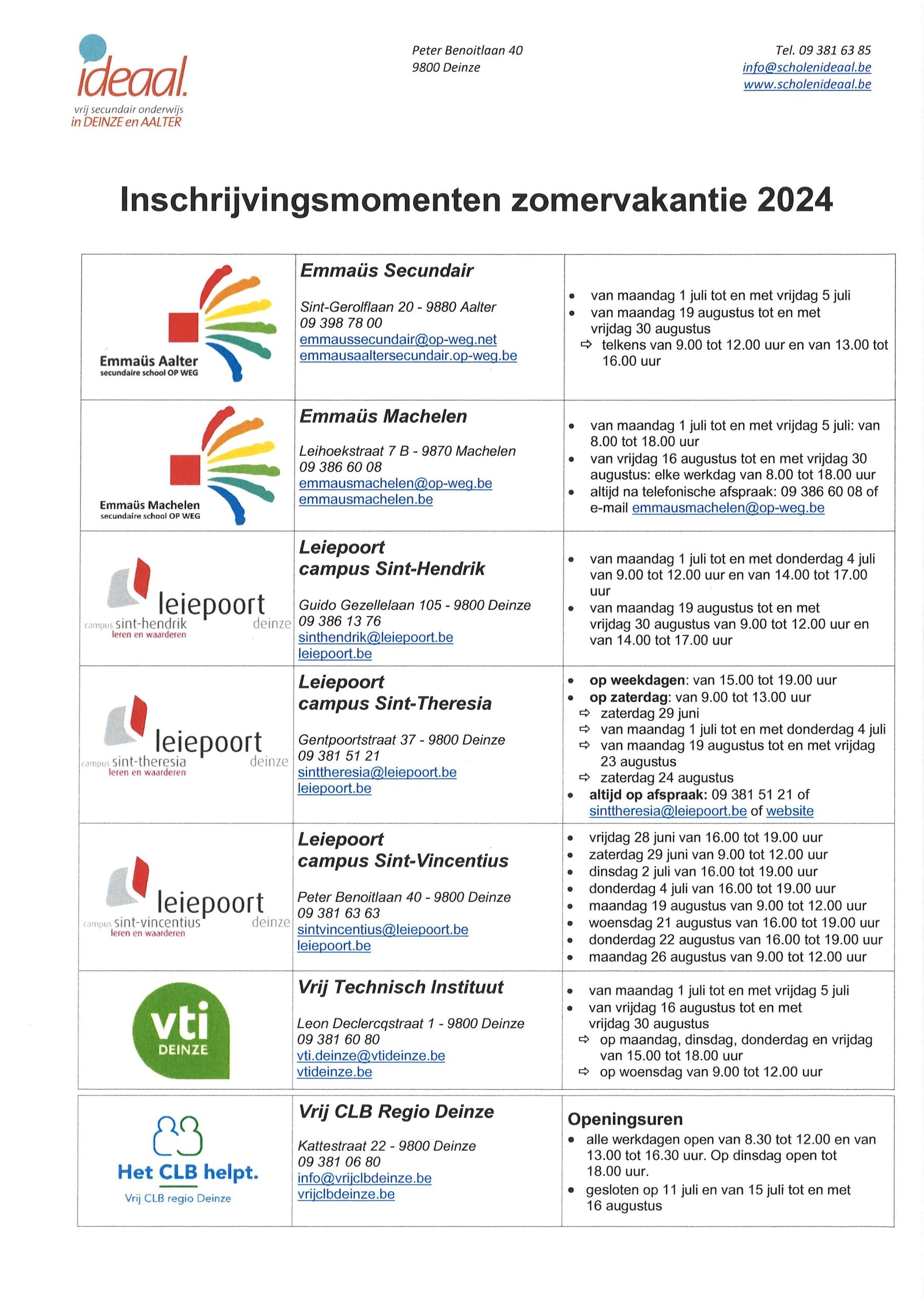 Opening Scholen Ideaal Zomervakantie2024 2025